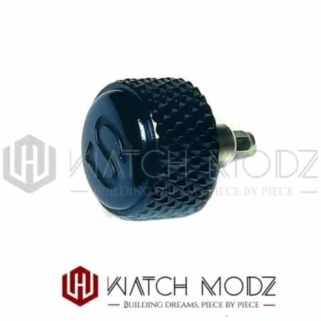 Polished blue knurled s crown for skx007