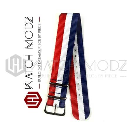 22mm Nato Strap Red, White, & Blue side view