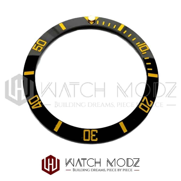SKX007 Bezel Insert: Black Sub Gold Numbers