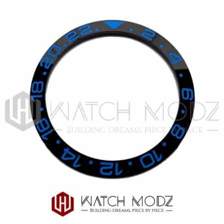 SKX007 Bezel Insert: Black GMT Blue Numbers