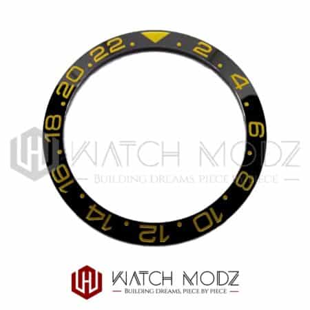 SKX007 Bezel Insert: Black GMT Gold Numbers