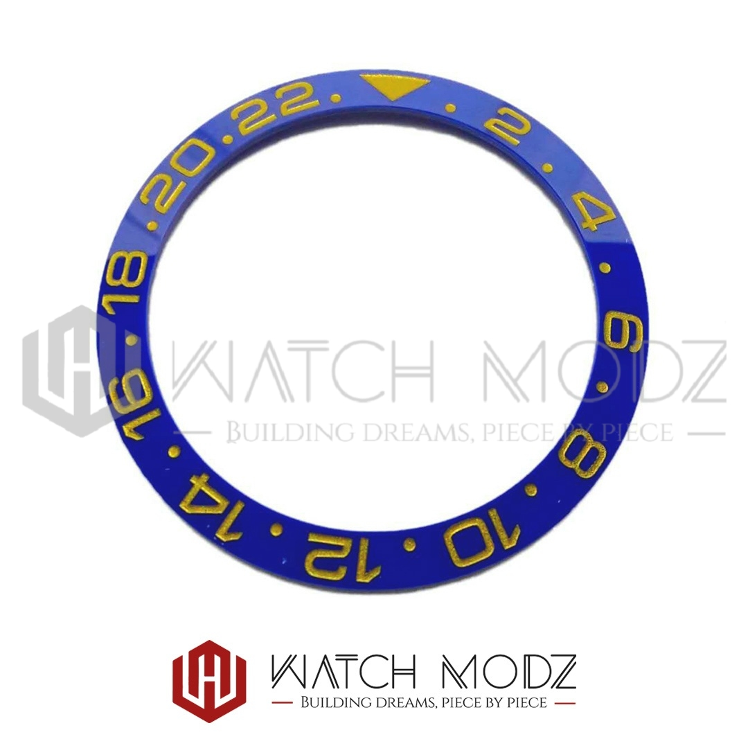 SKX007 Bezel Insert: Blue GMT Gold Numbers