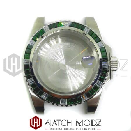 NH35 Gem Sub Case: Green Emerald front view