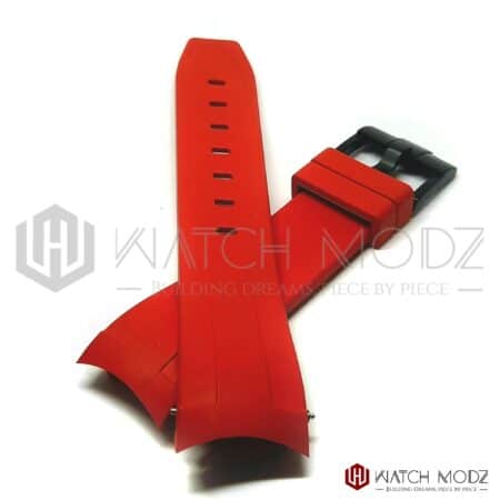 red skx007 curved rubber strap for seiko mod