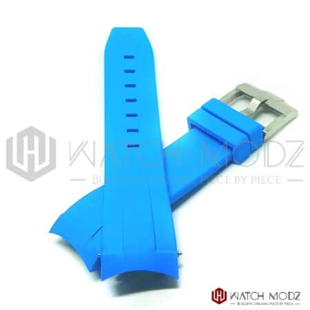 blue skx007 cyurved rubber strap for seiko mods