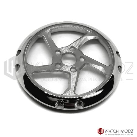 Seiko SKX007 caseback Silver Sapphire Wheel design - seiko mods