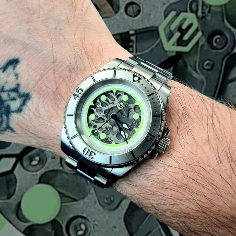 Nh70 Skeleton watch on the wrist