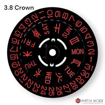 NH36 Day and Date Wheels: Red 3.8 Crown