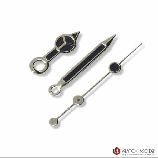 NH35 Hands: Silver Mercedes Black Lume