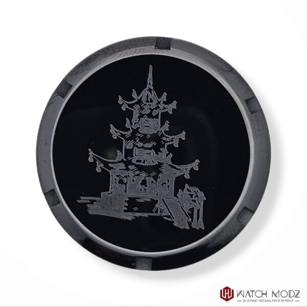 SKX007 Case Back: Black Japanese Building